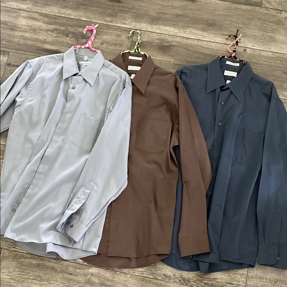 Men’s dress shirt set- light gray, dark gray, & brown